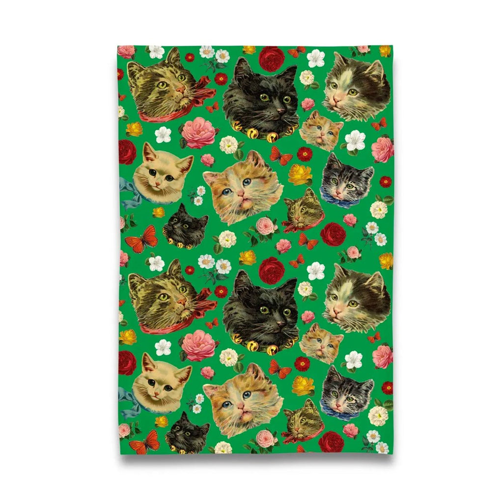 'Kitschy Kitty' theedoek met bloemen - SuperMatique
