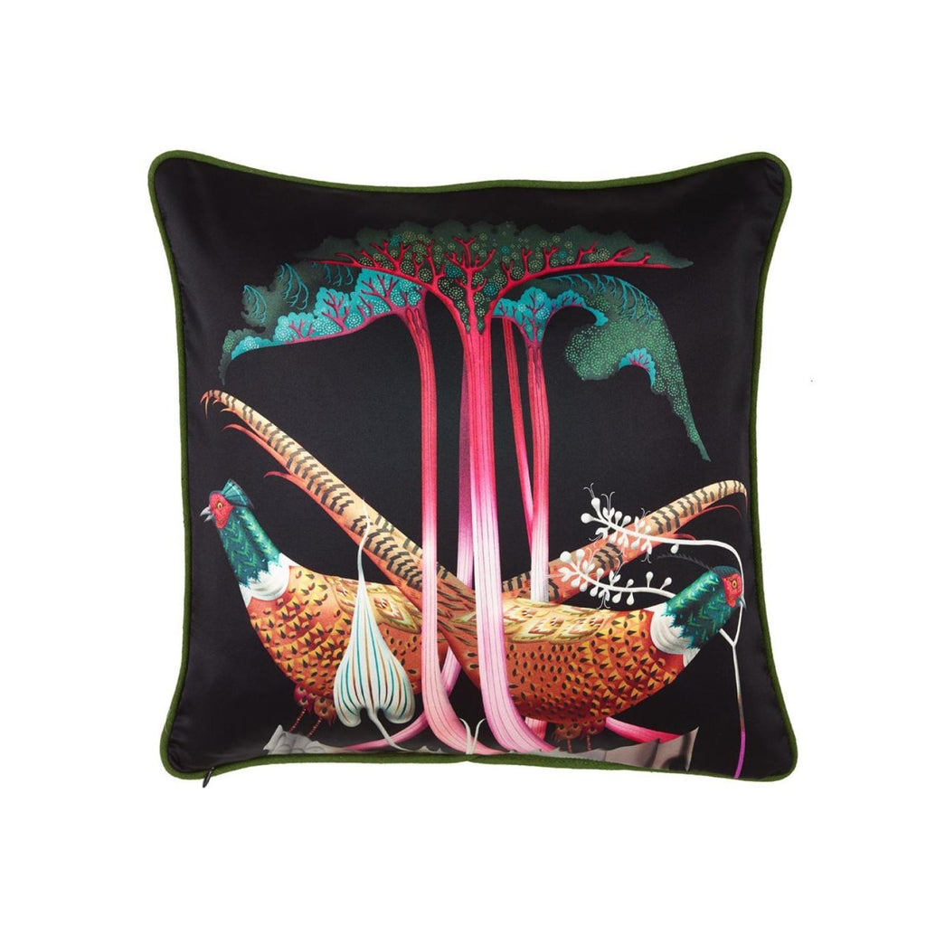Pheasants and Rhubarbs silk sierkussen - SuperMatique