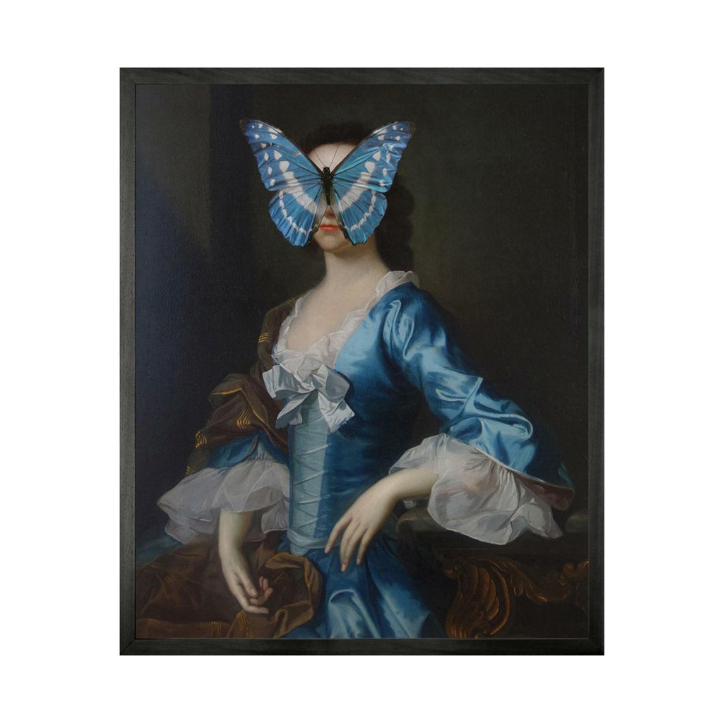 Portrait of a Lady with Blue and white Butterfly - SuperMatique