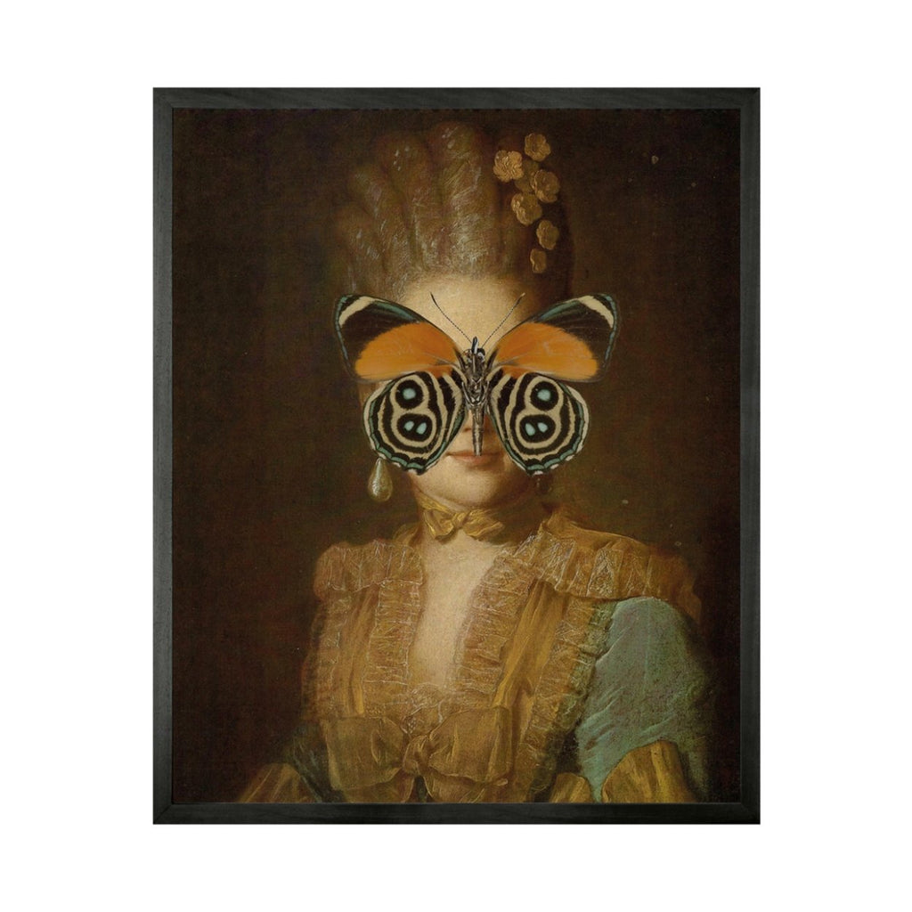 Portrait of a Lady with Orange and Green Butterfly - SuperMatique