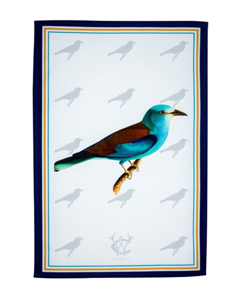 Turquoise Blue Bird Print Theedoek - SuperMatique