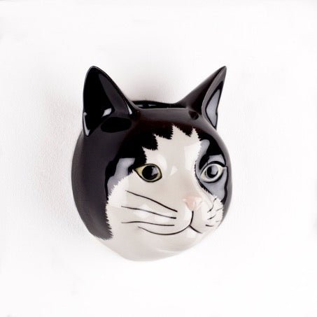 Zwart-witte Kat Barney Wandvaas Quail Ceramics - SuperMatique