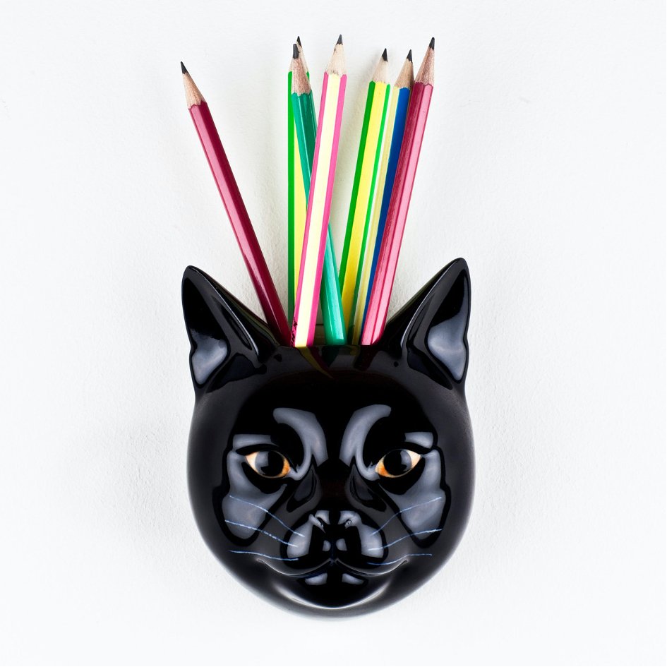 Zwarte Kat Lucky Wandvaas Quail Ceramics - SuperMatique